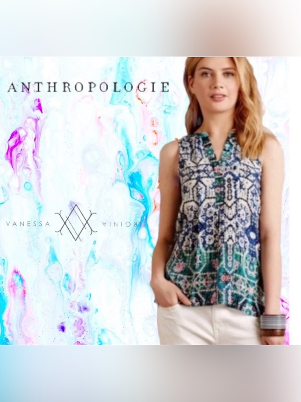Anthropologie Massi Tank Vanessa Virginia in 100% Silk